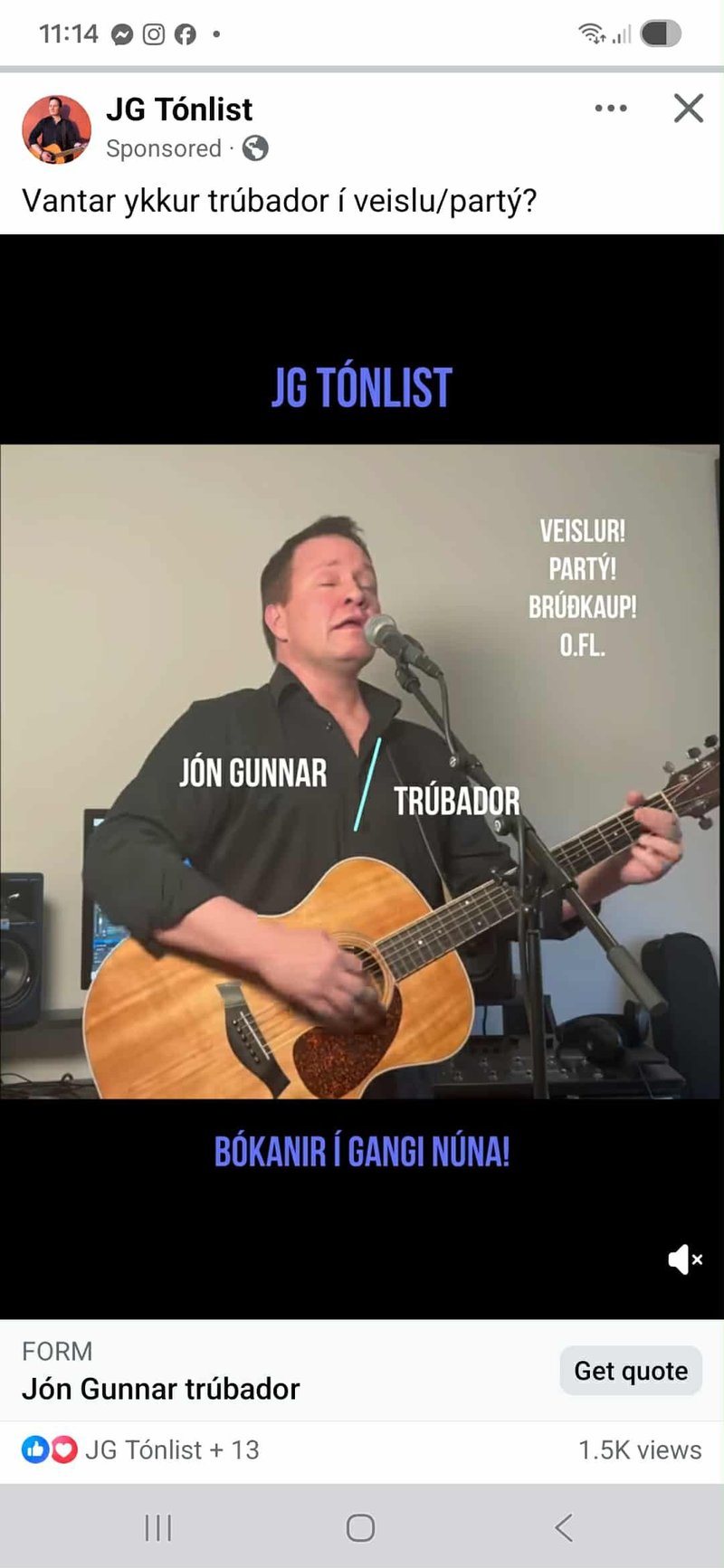 Jón Gunnar trúbador, söngvari, rafgítarleikari og kassagítarleikari með meiru - Image 3